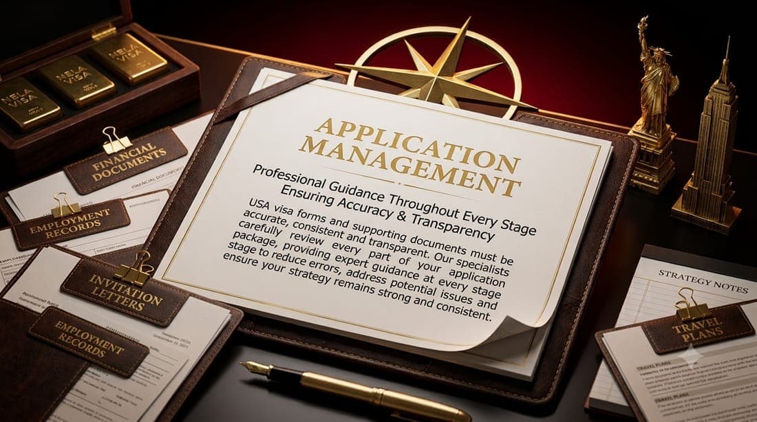 USA visa document preparation — financial records and application file organization